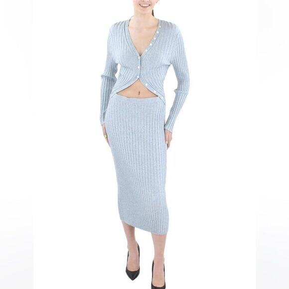 NWT Jonathan Simkhai Kim Womens Ribbed Knit Cut-Out Sweaterdress Dusty Rose XL - Picture 2 of 16